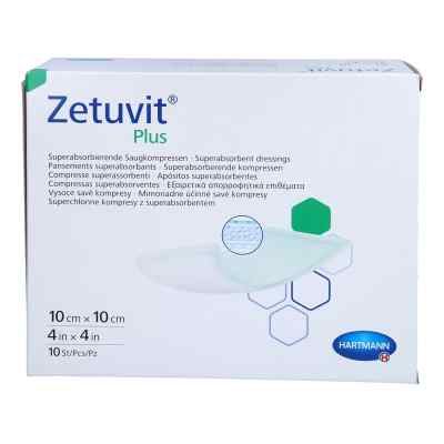 Zetuvit Plus extrastarke Saugkompr.steril 10x10 cm 10 stk von adequapharm GmbH PZN 15889574