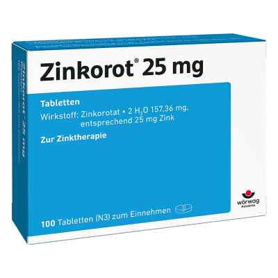Zinkorot 25 Mg Zink Tabletten 100 stk von Wörwag Pharma GmbH & Co. KG PZN 18082903